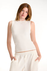 RIBBED MODAL BODY MUSCLE TANK - BLANC