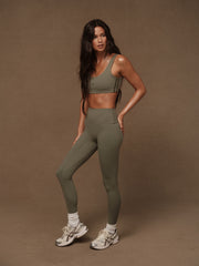 SPORTBODY SPORTY HIGH-RISE LEGGINGS - KELP