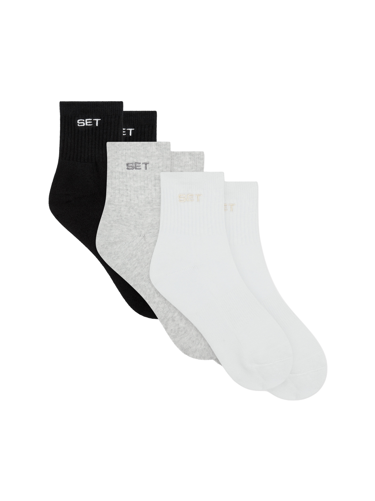 SET SHORTY SOCKS (3 PACK) - WHITE/HEATHER GREY/ONYX