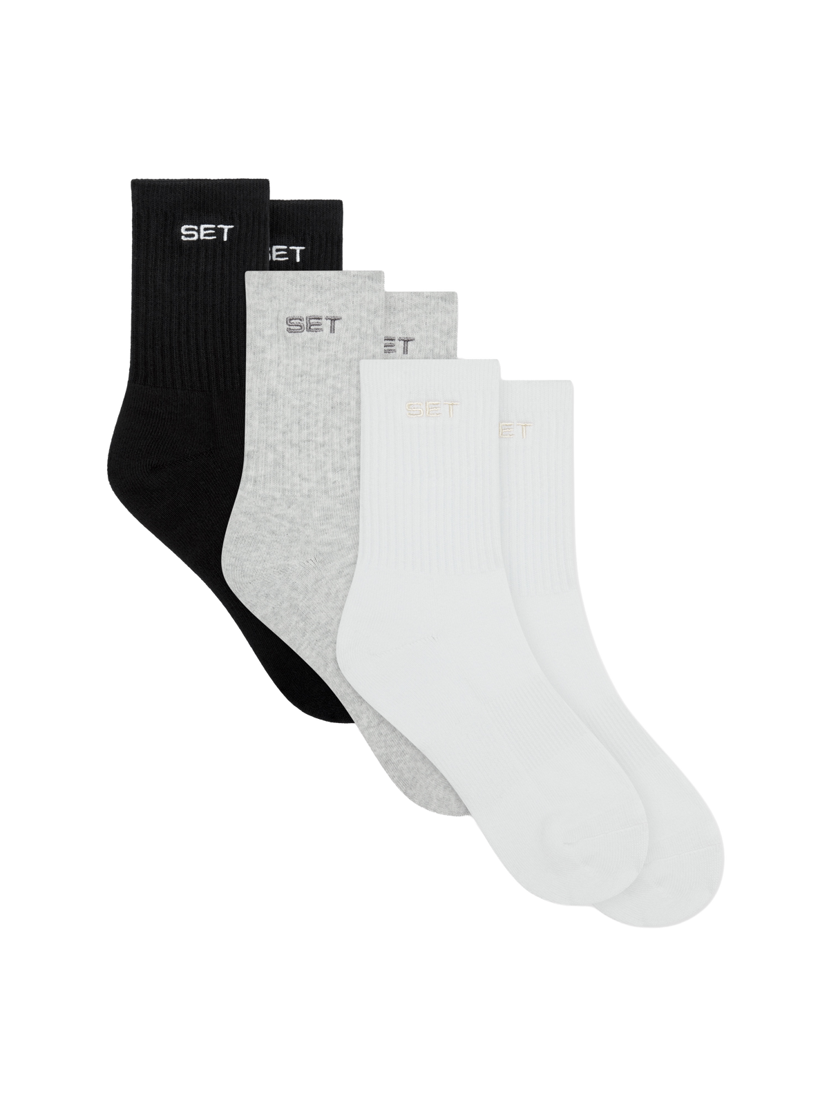 SET SOCKS (3 PACK) - WHITE/HEATHER GREY/ONYX